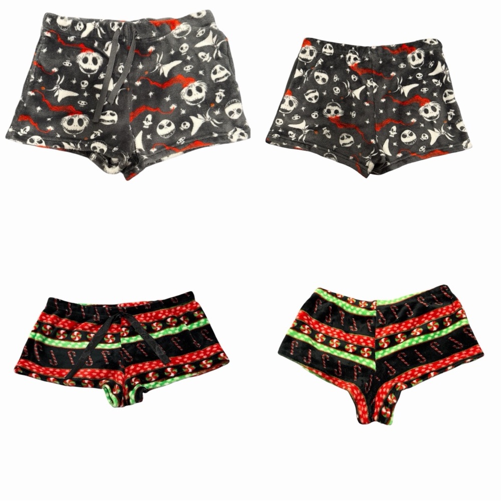 Women’s Fleece Lounge Shorts Bundle M & L Disney Jack + Christmas